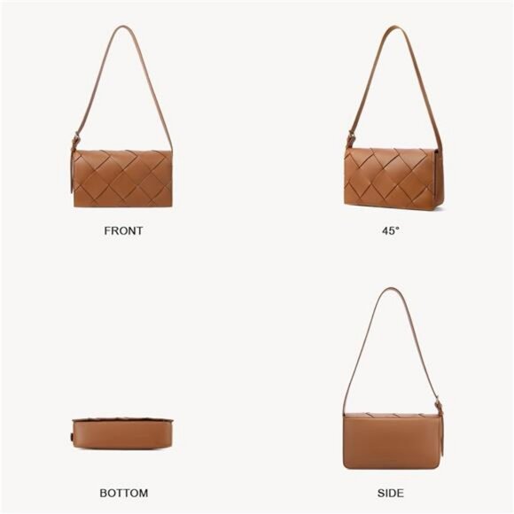 Woven Shoulder Bags for Women Trendy Small Crossbody Purse Leather Handbags - Picture 6 of 7